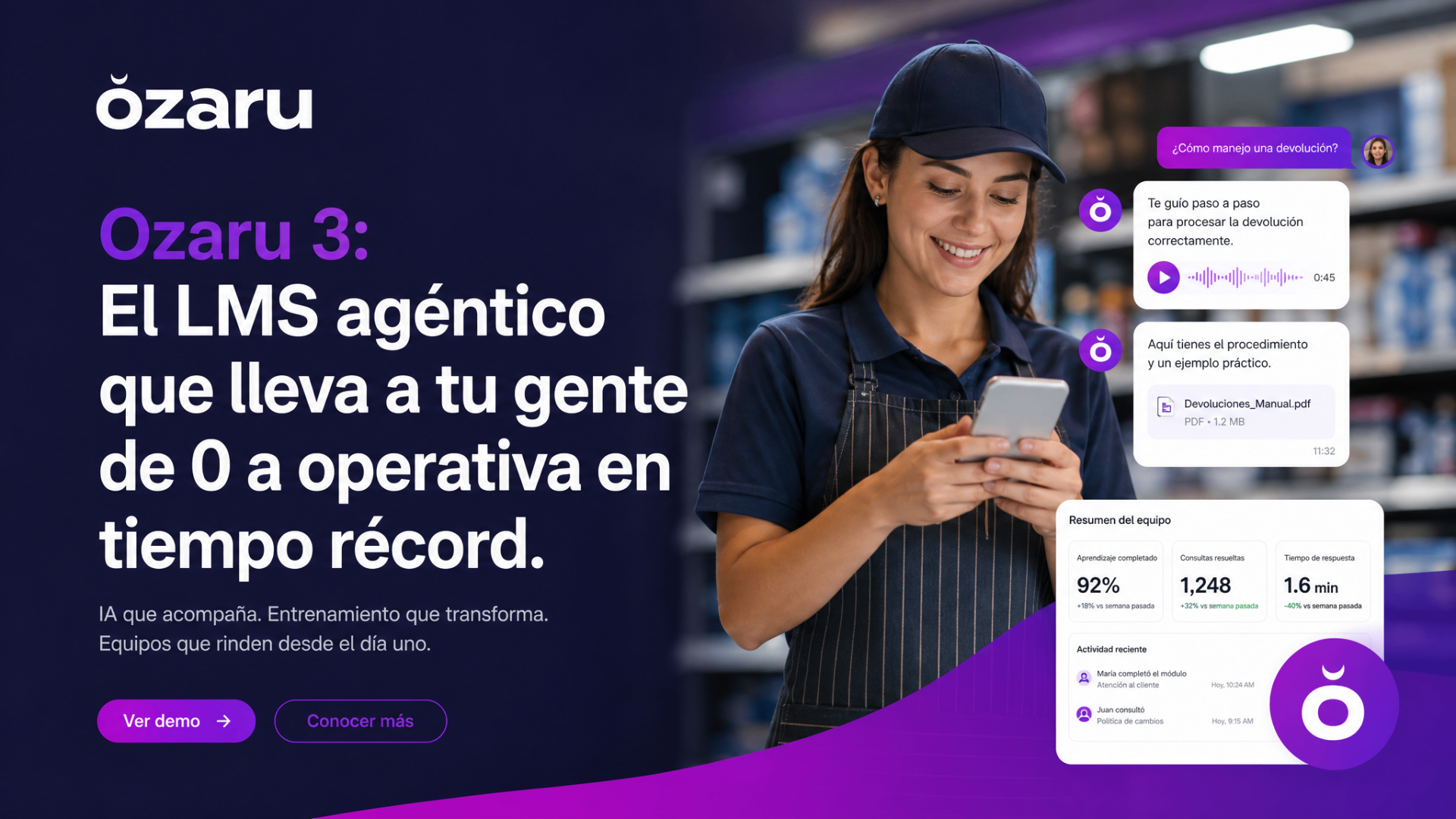 Ozaru 3: el LMS agéntico que lleva a tu gente de 0 a operativa en tiempo récord
